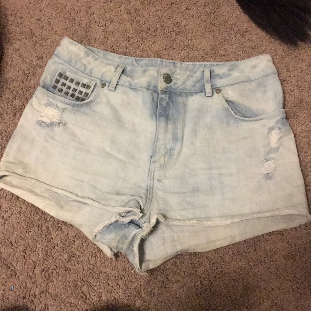 High-Waisted Light Denim Shorts